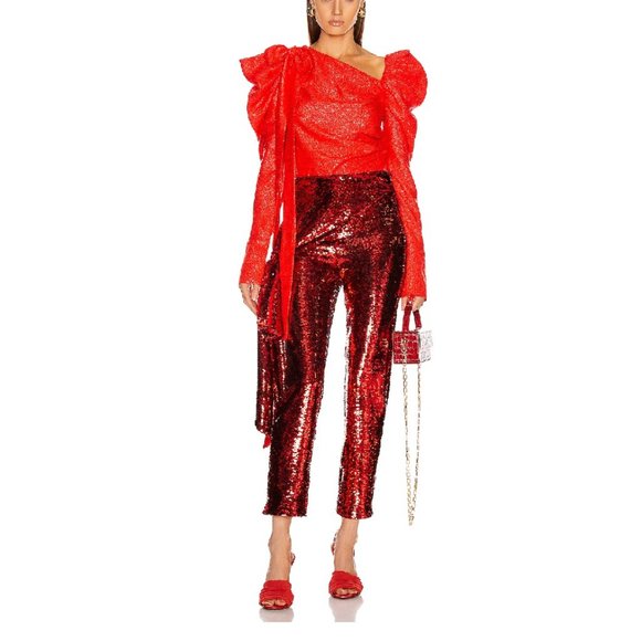 💎🔥 HELLESSY Gia Asymmetric Lamé Blouse - Picture 1 of 14
